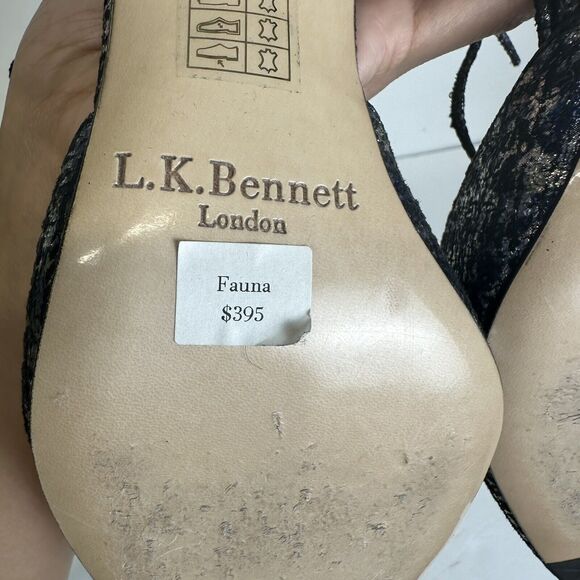 LK Bennett Shoes Womens 40 US 10.5 Foil Blue Suede Leather Pointy Toe Pumps Heel - Picture 8 of 11